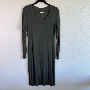 GAP Women’s Cozy Rib Long Sleeve Knee Length Dress Olive Heather